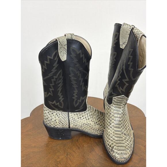 Texas Shoes - Texas Black Snakeskin Western Women's Boot Size 6.5 Two Tone Ladies Boots